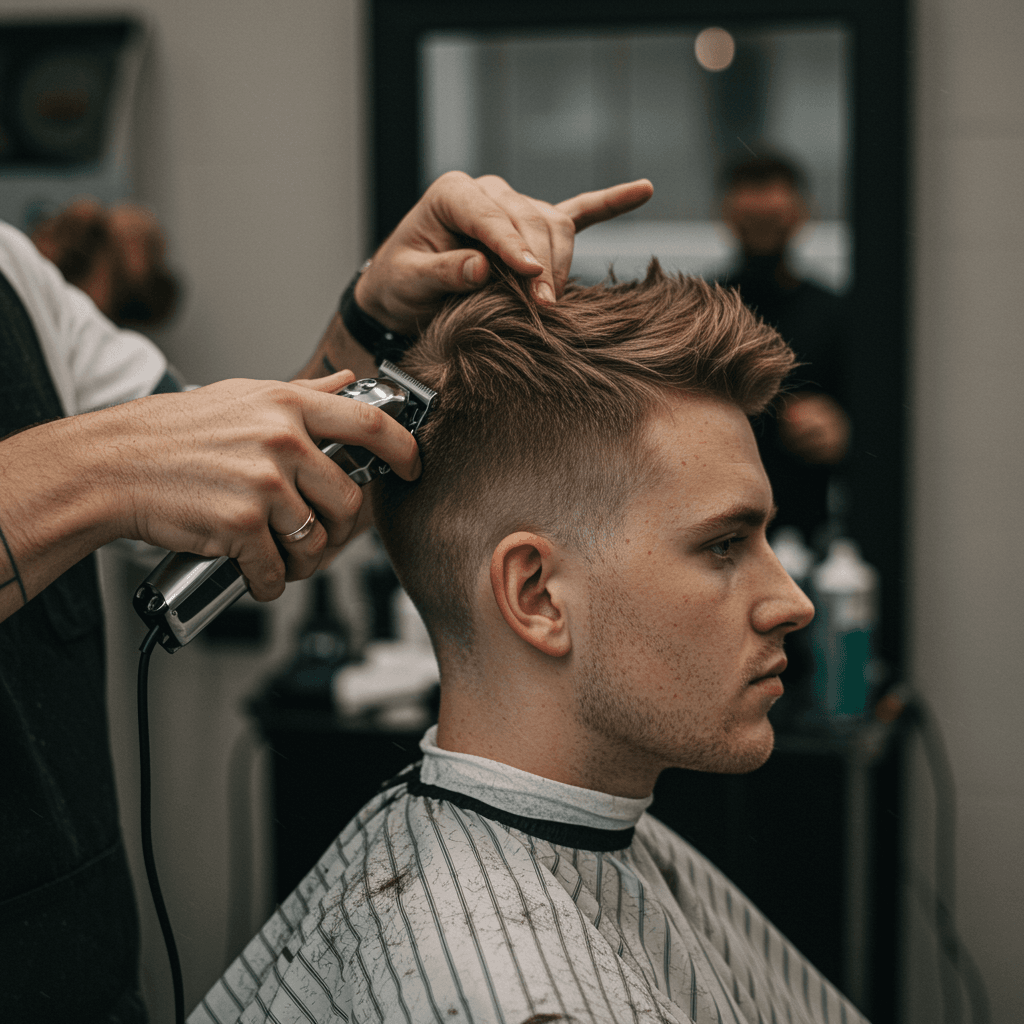 40 Perfect Low Taper Fade Haircuts For Men 11 A clean and classic low taper fade haircut, showcasing a subtle taper that starts just above the ears and blends seamlessly into the longer hair on top, creating a polished and versatile look.