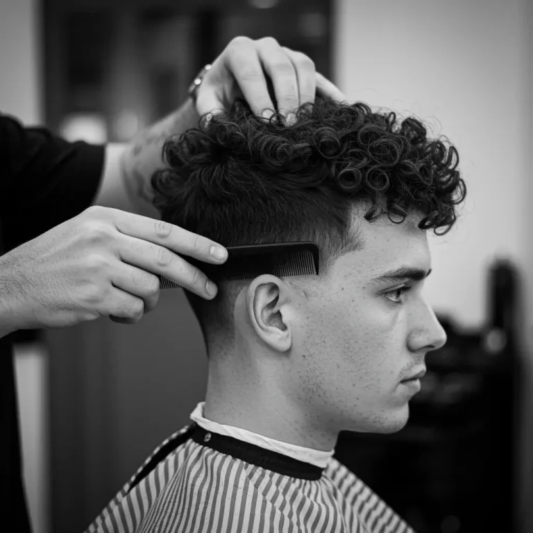 Low Taper Fade With Curly Hair Style in 2025 7 A stylish low taper fade haircut on curly hair, with the sides gradually fading into a well-defined curl pattern on top. The model showcases the clean and polished look, highlighting the natural texture of the curls and the seamless fade at the sides for a balanced, modern appearance.