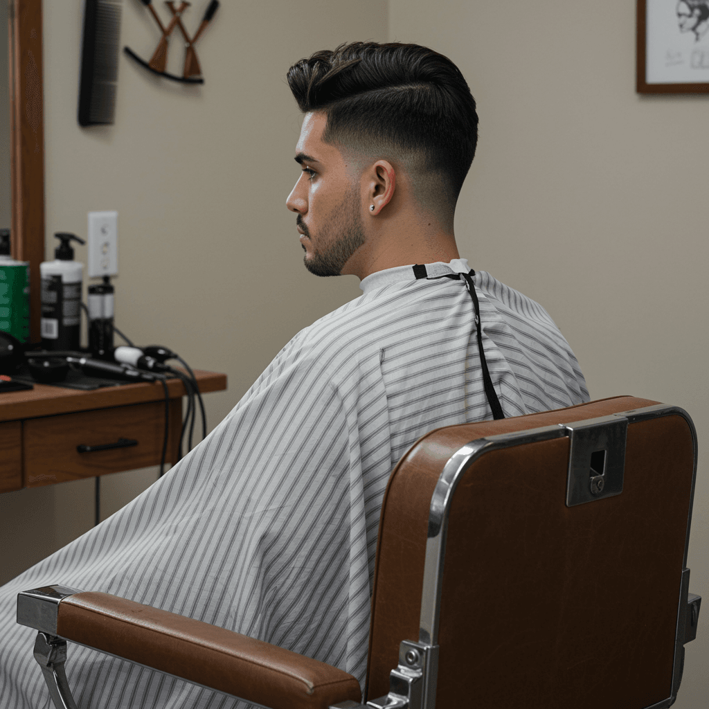 Popular Hairstyle Burst Fade Mullet for Men 3 A low burst fade mullet haircut, showcasing a subtle fade near the neckline and the classic mullet shape with longer hair at the back.