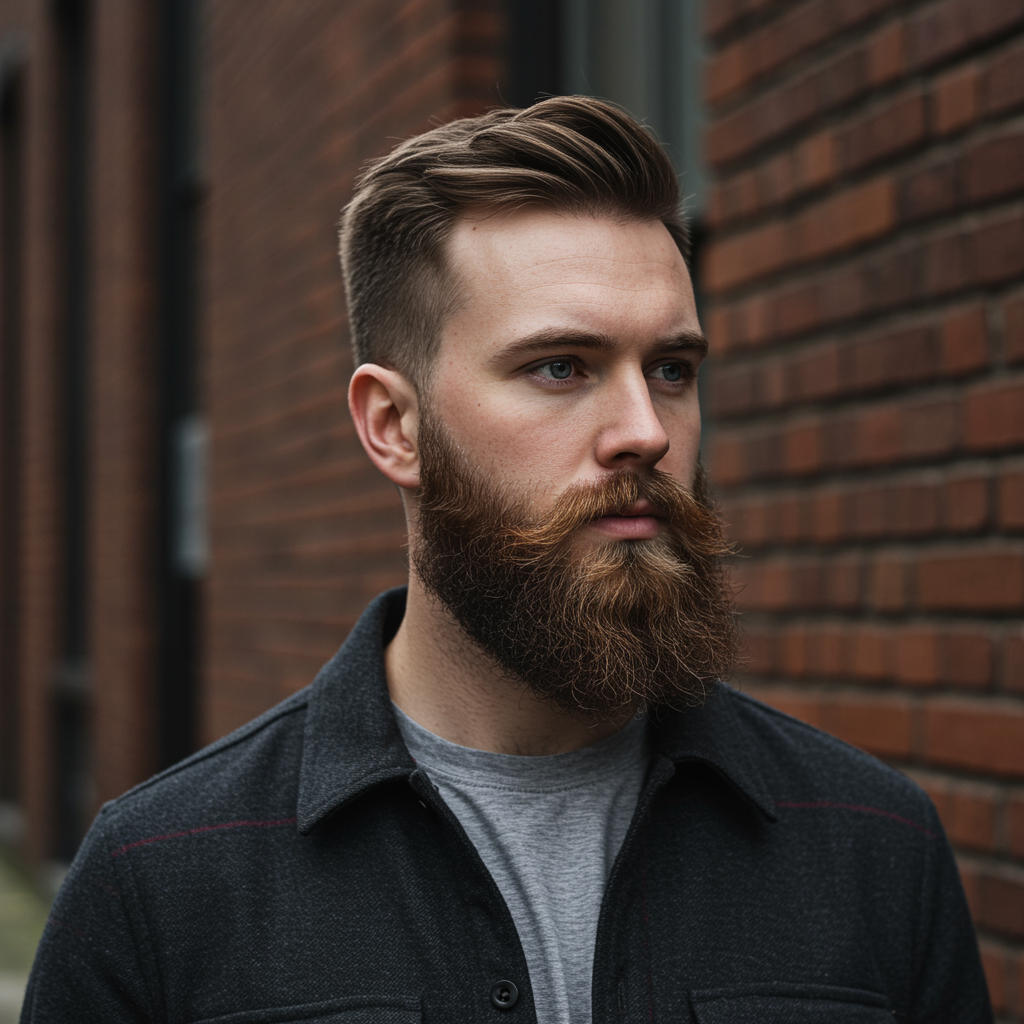 40 Perfect Low Taper Fade Haircuts For Men 20 A sharp low taper fade haircut paired with a well-groomed beard, featuring a gradual taper on the sides and back, a clean hairline, and a neatly trimmed beard for a balanced and masculine look.