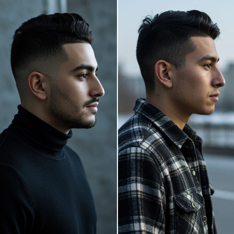 Temple Fade Vs Taper Fade Which One is Best For You 8 Temple Fade Vs Taper Fade A comparison image of a temple fade and a taper fade haircut, showcasing the sharp fade around the temples versus the gradual blend near the neckline.