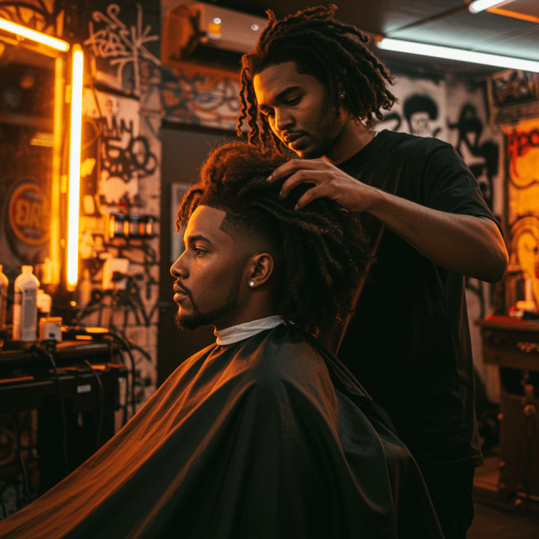 10 Perfect Afro Taper Fade Haircut For Men 17 A stylish man with a taper fade Afro, showcasing natural curls on top and a clean, tapered fade on the sides. The contrast highlights a modern and versatile look.