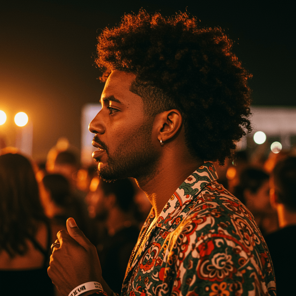 10 Perfect Afro Taper Fade Haircut For Men 4 A man with a low fade Afro, showcasing natural curls on top and a clean, tapered fade starting just above the ears. The subtle contrast highlights a polished and professional look