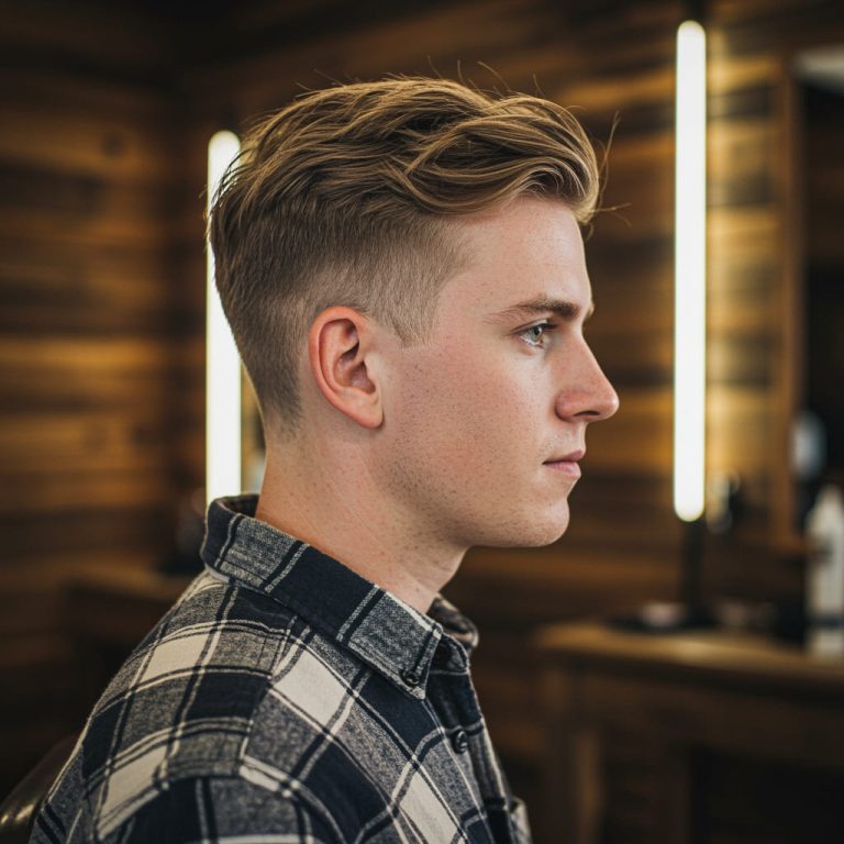 Low Taper Fade Short Hair Haircut for Men in 2025 10 A close-up image of a man with a stylish low taper fade short haircut, showcasing the clean taper on the sides and textured hair on top