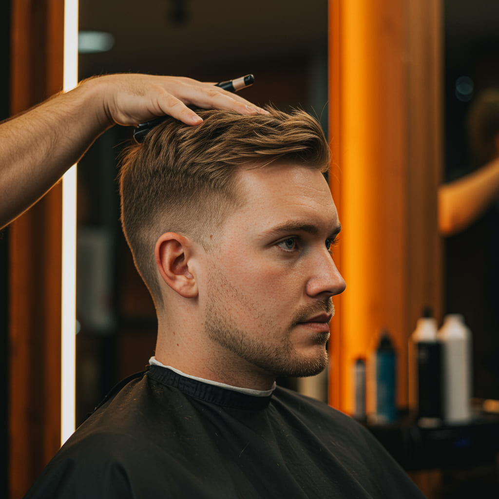 Low Taper Fade Short Hair Haircut for Men in 2025 4 A front view of a man with a low taper fade short haircut, featuring textured hair on top and a clean, gradual fade on the sides for a sharp and modern look.