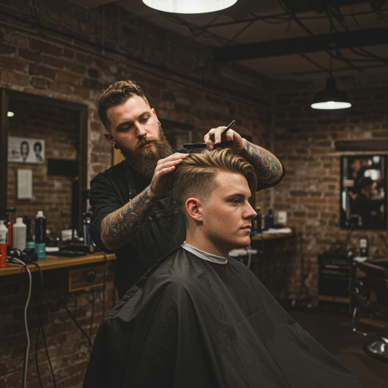 Long Hair Low Taper Fade Haircut For Men 15 A man with long hair Low Taper Fade styled in a low taper fade, featuring flowing locks on top and sharply faded sides for a modern, versatile look.