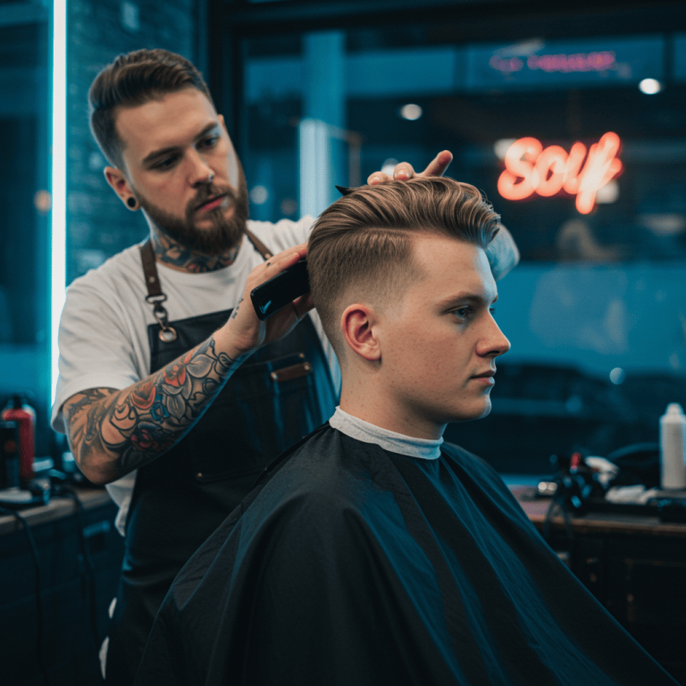 Low Fade Skin Haircut Ideas for Men | 2025 7 low fade skin haircut , A close-up of a man with a low fade skin haircut, showcasing a clean, gradual taper from the sides to the skin and a textured, stylish hairstyle on top.