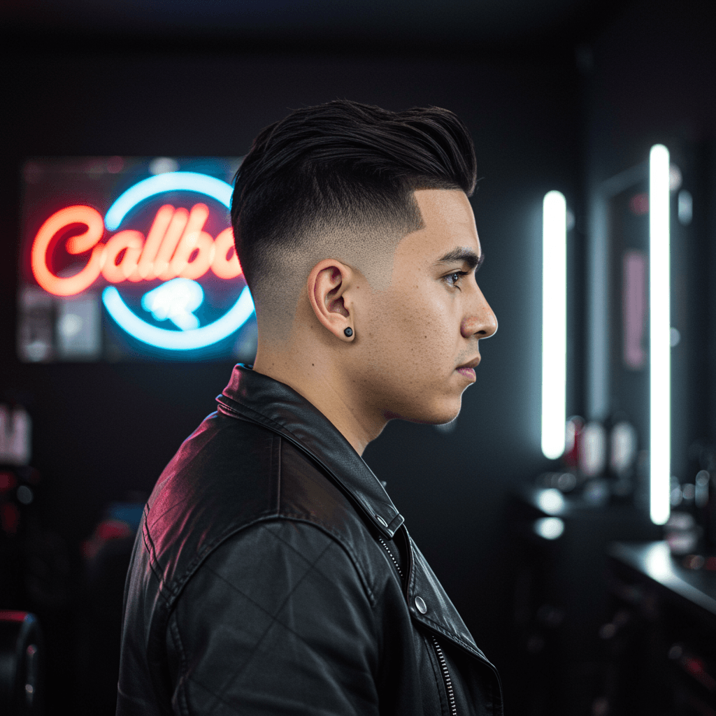 10 Best Ideas High Taper Fade Haircut For men 7 A close up image of a man with a low taper fade haircut, showcasing the gradual fade starting near the neckline and blending into longer hair on top.