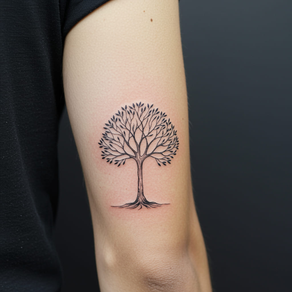 Stylish Forearm Tattoos For Men 2025 15 A small, minimalist tree tattoo on a man's wrist, featuring clean, single-line art with roots and branches, symbolizing growth, strength, and connection to nature