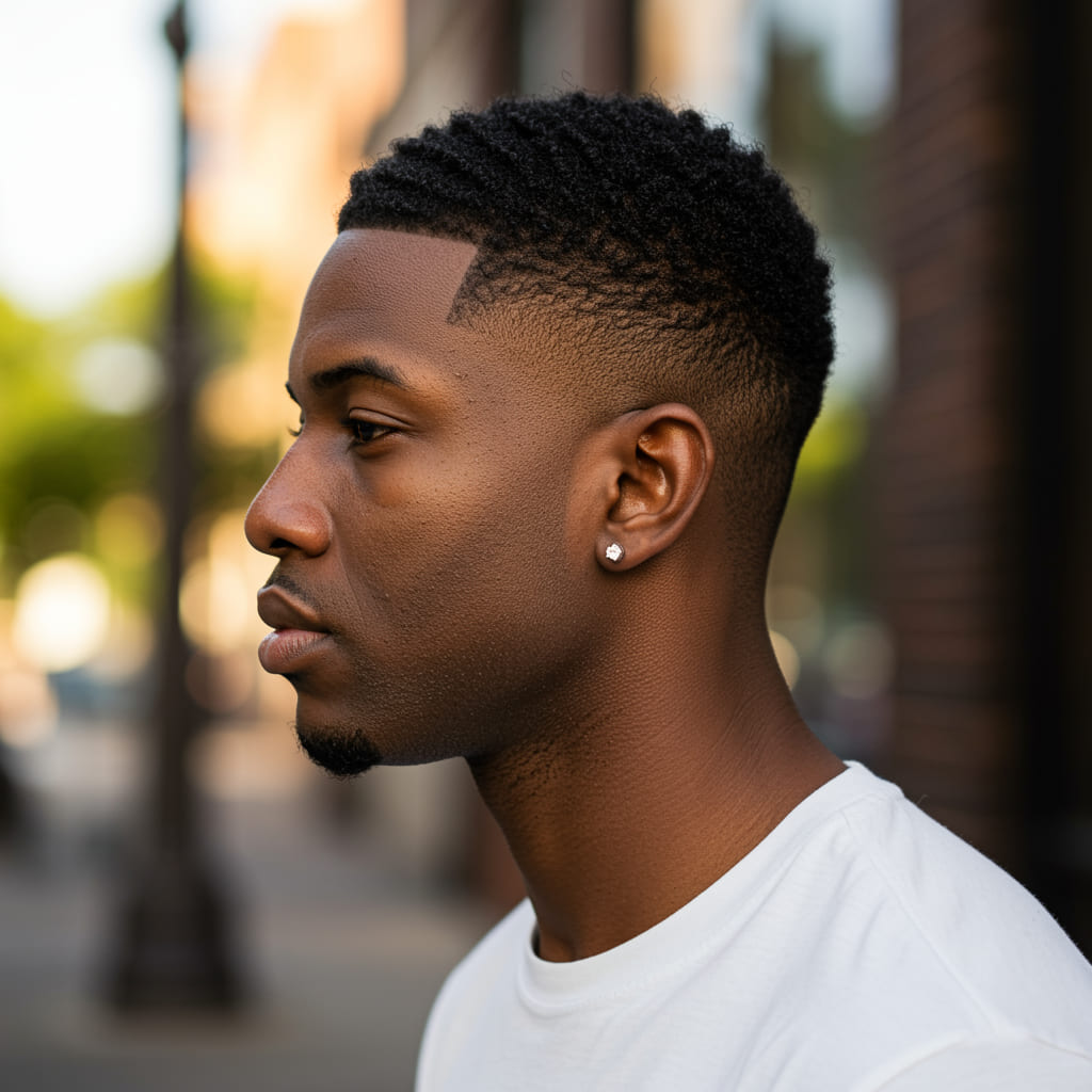 40 Perfect Low Taper Fade Haircuts For Men 23 A stylish taper fade haircut with waves, featuring a clean taper on the sides and back, and a textured, wavy pattern on top for a sleek and eye catching look.