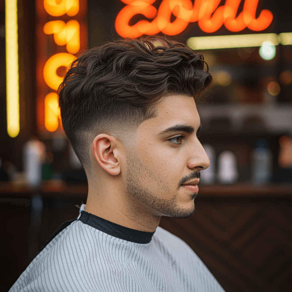 40 Perfect Low Taper Fade Haircuts For Men 9 A trendy low taper fade undercut haircut, showcasing a sharp contrast between the shaved or closely tapered sides and back, and a longer, disconnected top for a bold, modern look.
