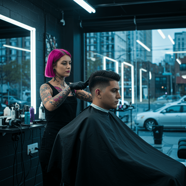 Blowout Taper Fade Haircut For men 10 A modern blowout taper fade haircut featuring a clean, gradual fade on the sides and back, paired with voluminous, textured hair on top styled in a blown-out look for a sharp and trendy appearance.