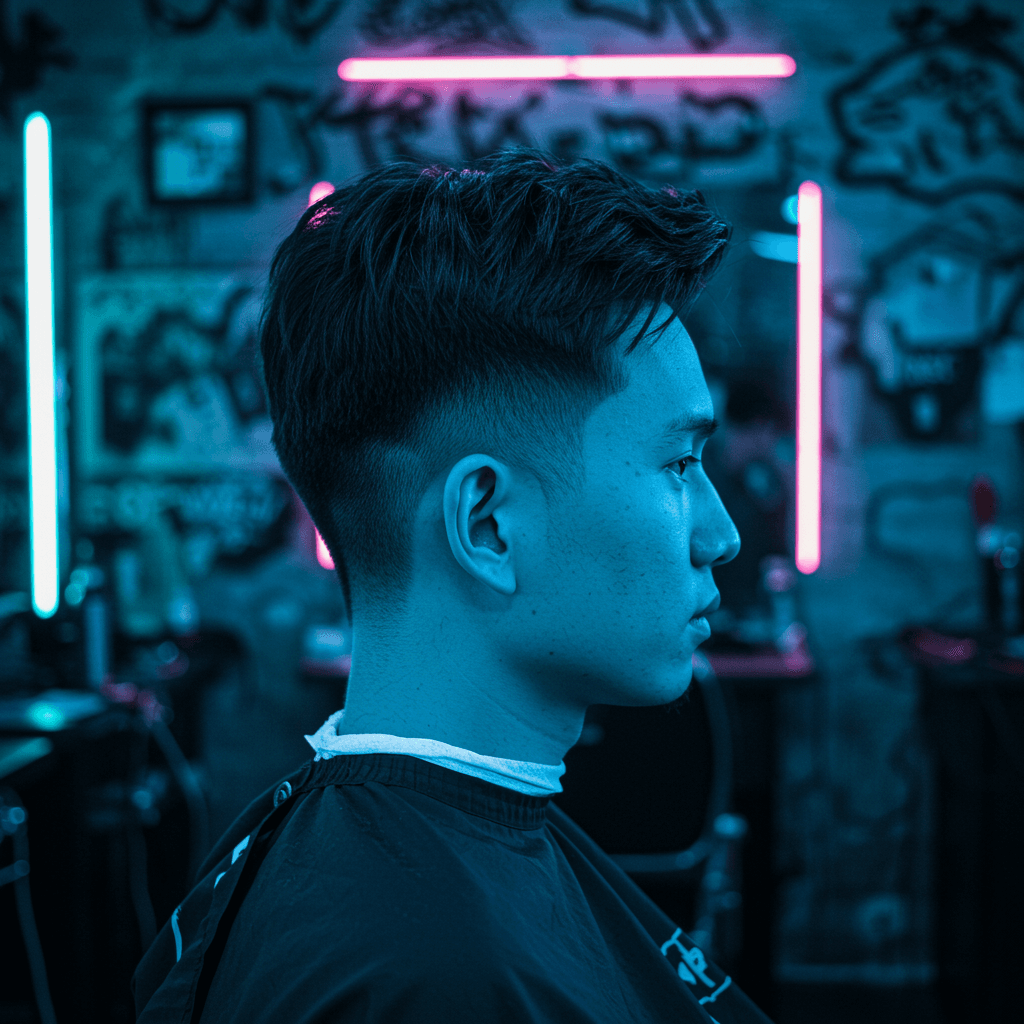 Low Taper Drop Fade Haircut For Men 2025 2 A modern drop fade haircut with featuring clean faded sides and a messy, textured fringe on top.