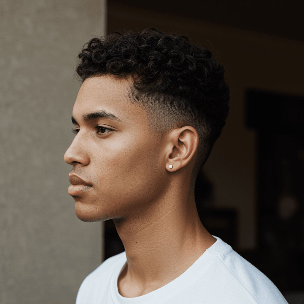 Perfect 5 Low Taper Fade Wavy Hair styles for men 4 A modern low taper fade haircut with wavy hair, showcasing clean tapered sides and soft, defined waves on top for a balanced and stylish look.